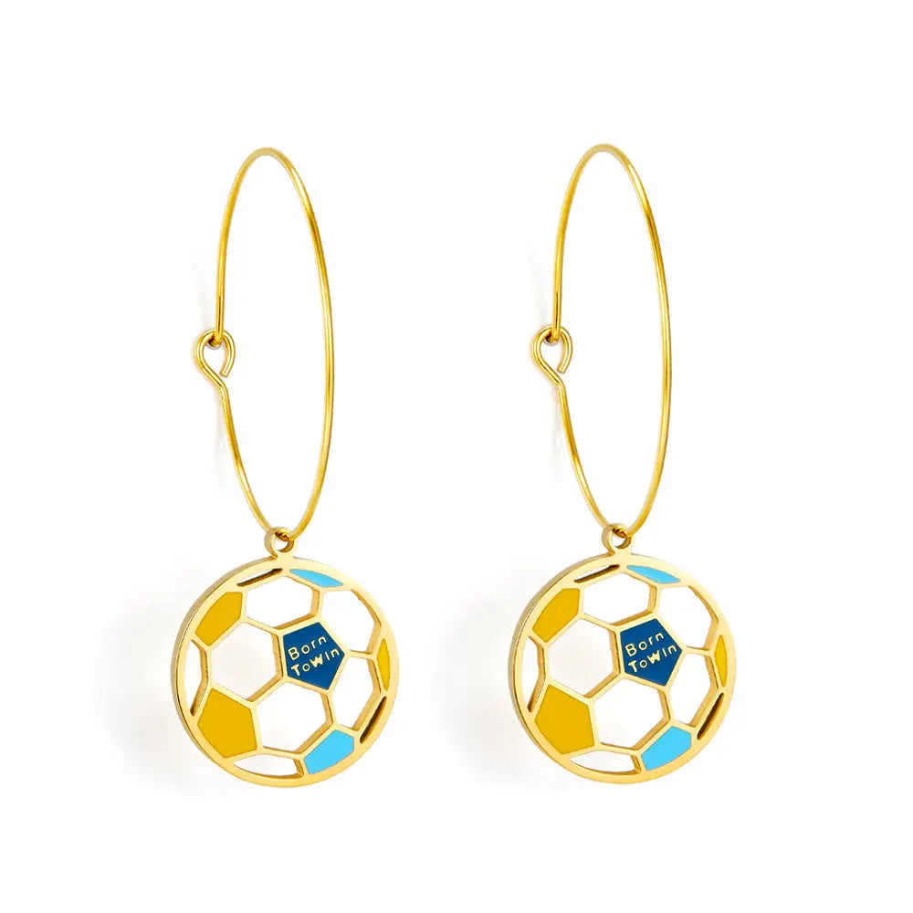 Circle with Football Hollow Mixed Color Earrings asonjewelry