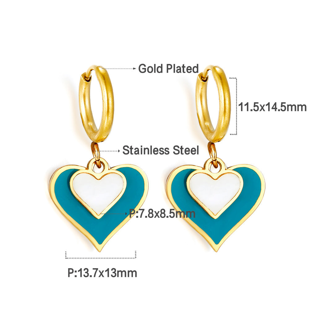 Circle with Size Heart-shaped Mixed Color Earrings