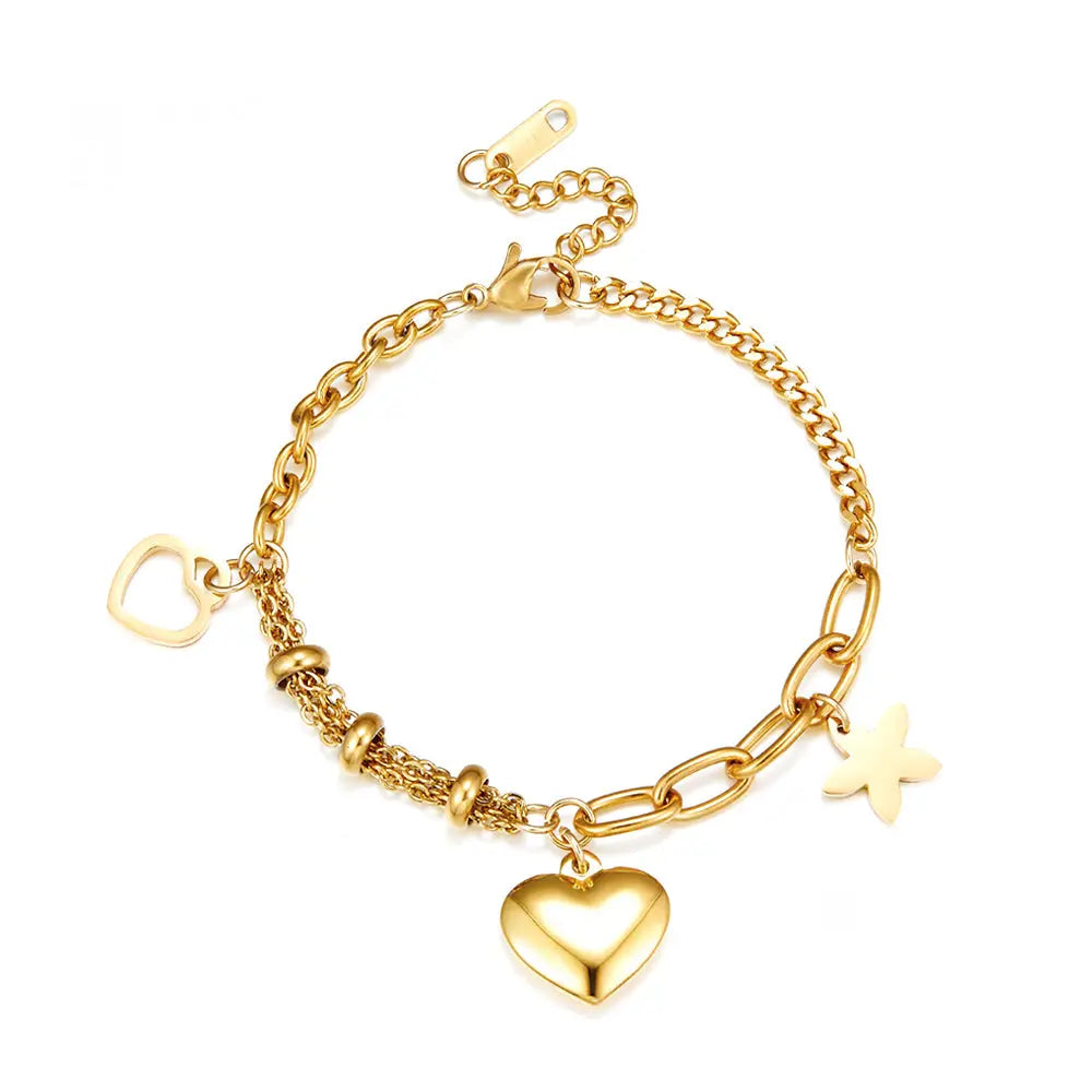 Heart Shape + Heart Shaped Hollow + Star Accessories Bracelet asonjewelry