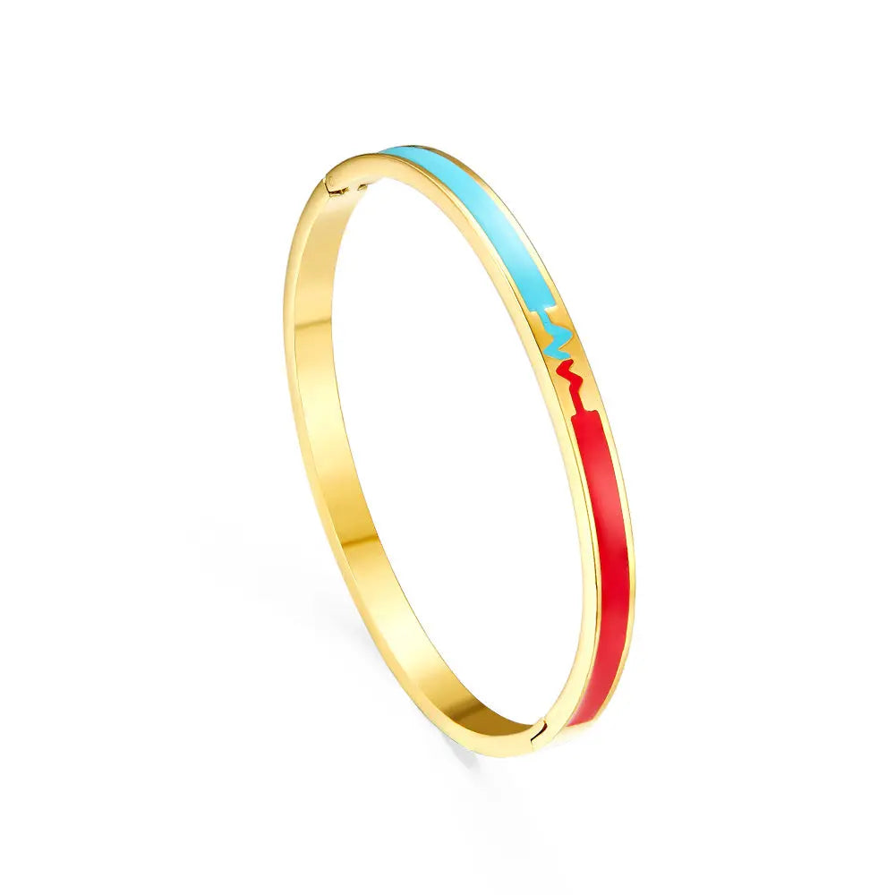 2022 Fashion Stainless Steel Mixed Color Electrocardiogram(ECG) Hard Bracelet asonjewelry