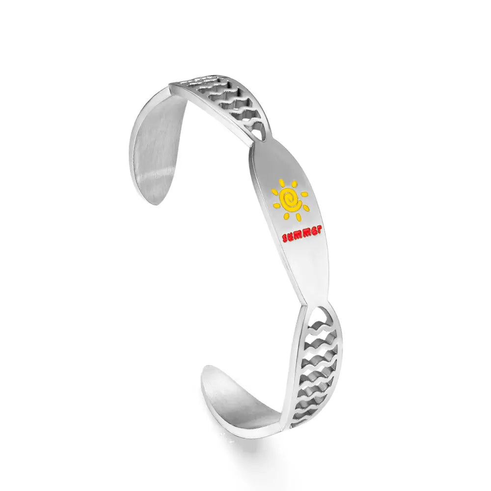 Stainless Steel Yellow Sun Hard Bracelet asonjewelry