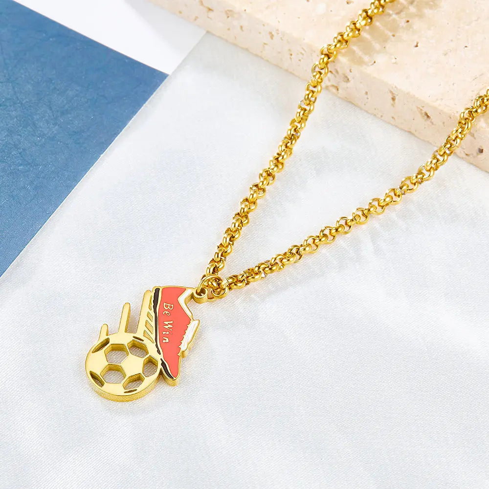 Fashion Red Sneakers + Football Accessories Necklace asonjewelry