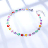 Stainless Steel 25 Mixed Color Peach Blossoms Anklet