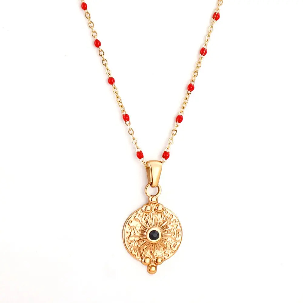 Stainless Steel Chains Necklace for Women Girls Gold Color Round Lucky Star Pendant Collars Female Accessorie 2022 New asonjewelry