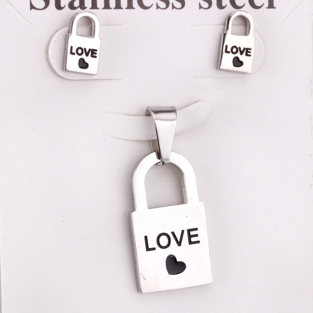 Couple Statement Jewelry Sets Lock Design Love Gifts For Friends Matching Sets Keys And Lock Necklace And Pendients