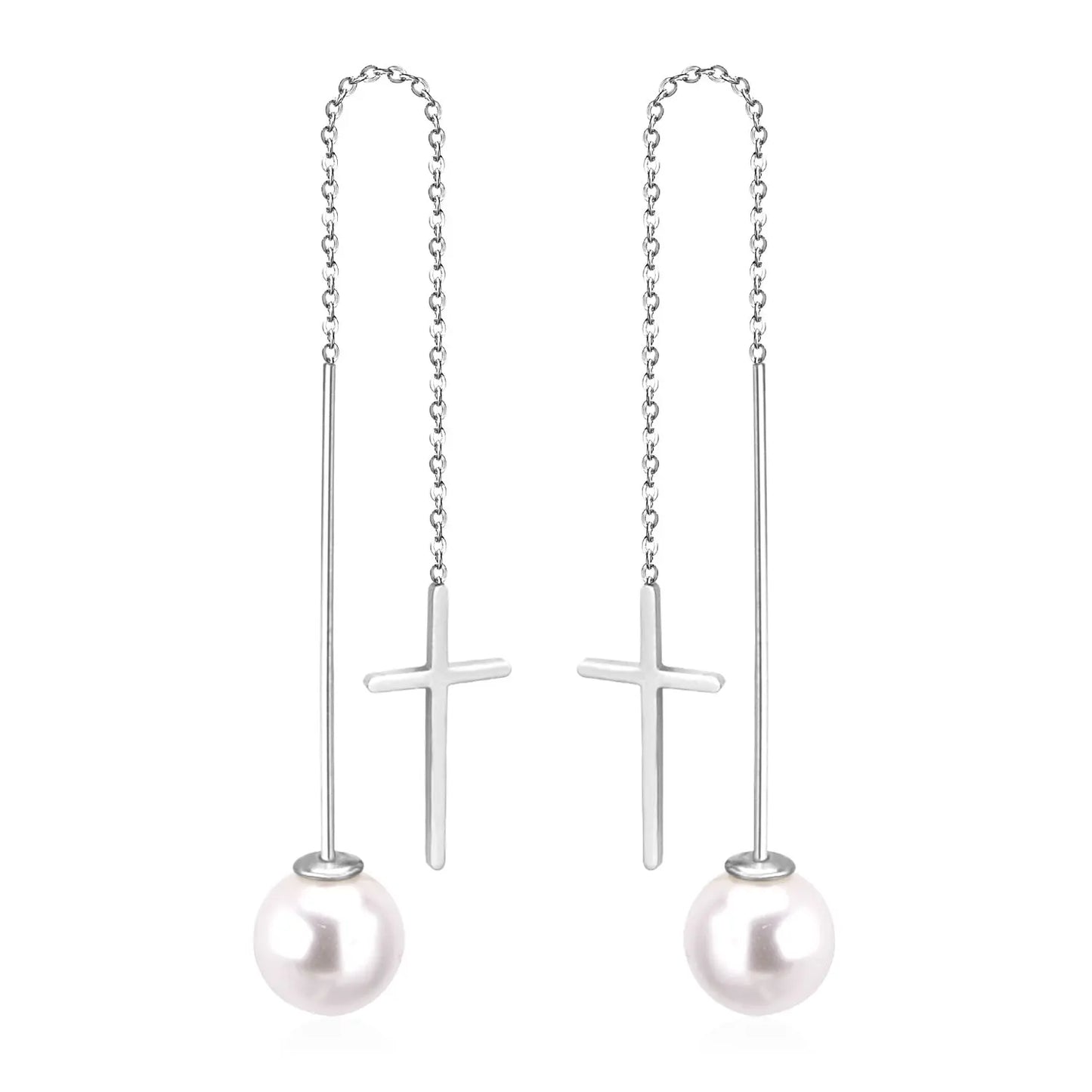 Fashion Cut Stud Earrings with White Pearls asonjewelry