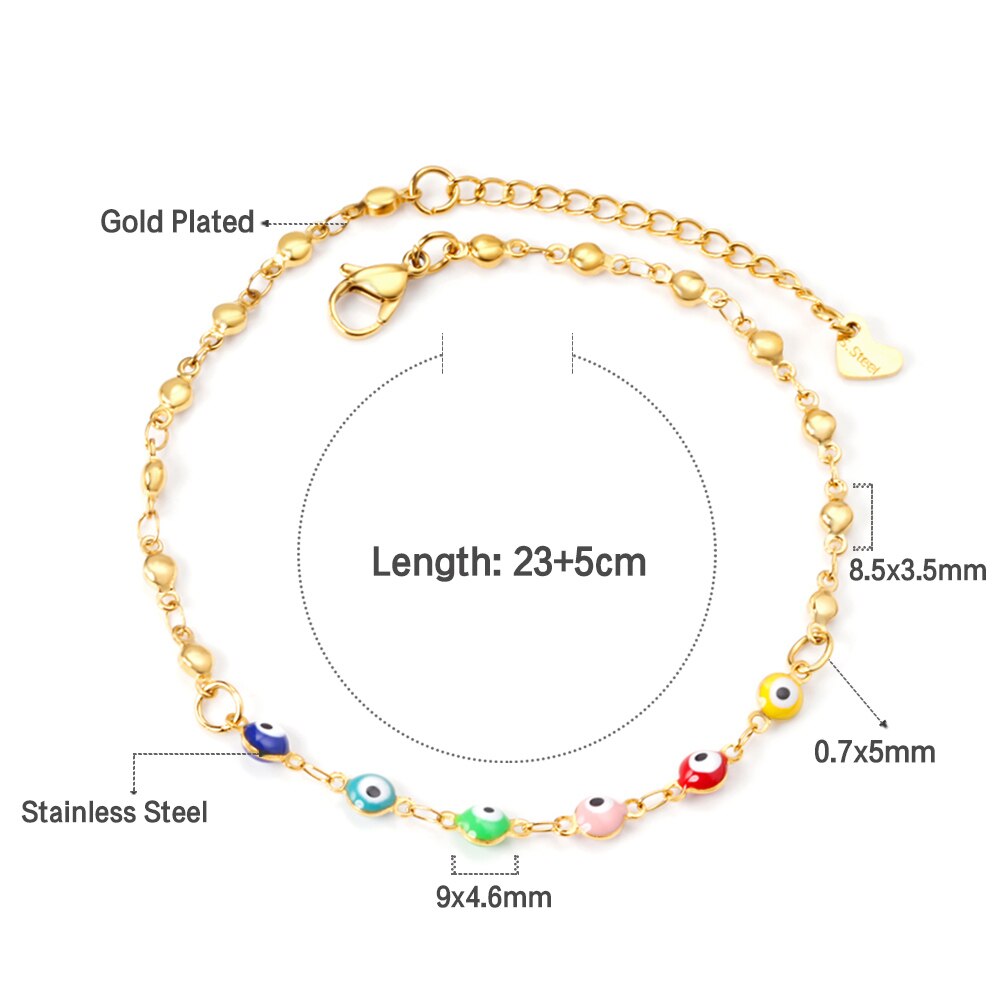 ASON Trendy Evil Eyes Charm Anklet 316L Stainless Steel Gold Color Foot Chain for Women Beach Jewelry Fashion Jewelry Gift asonjewelry