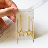 Brincos-pendientes colgantes de acero inoxidable con borlas de concha negra, joyería de hada coreana, cadena larga