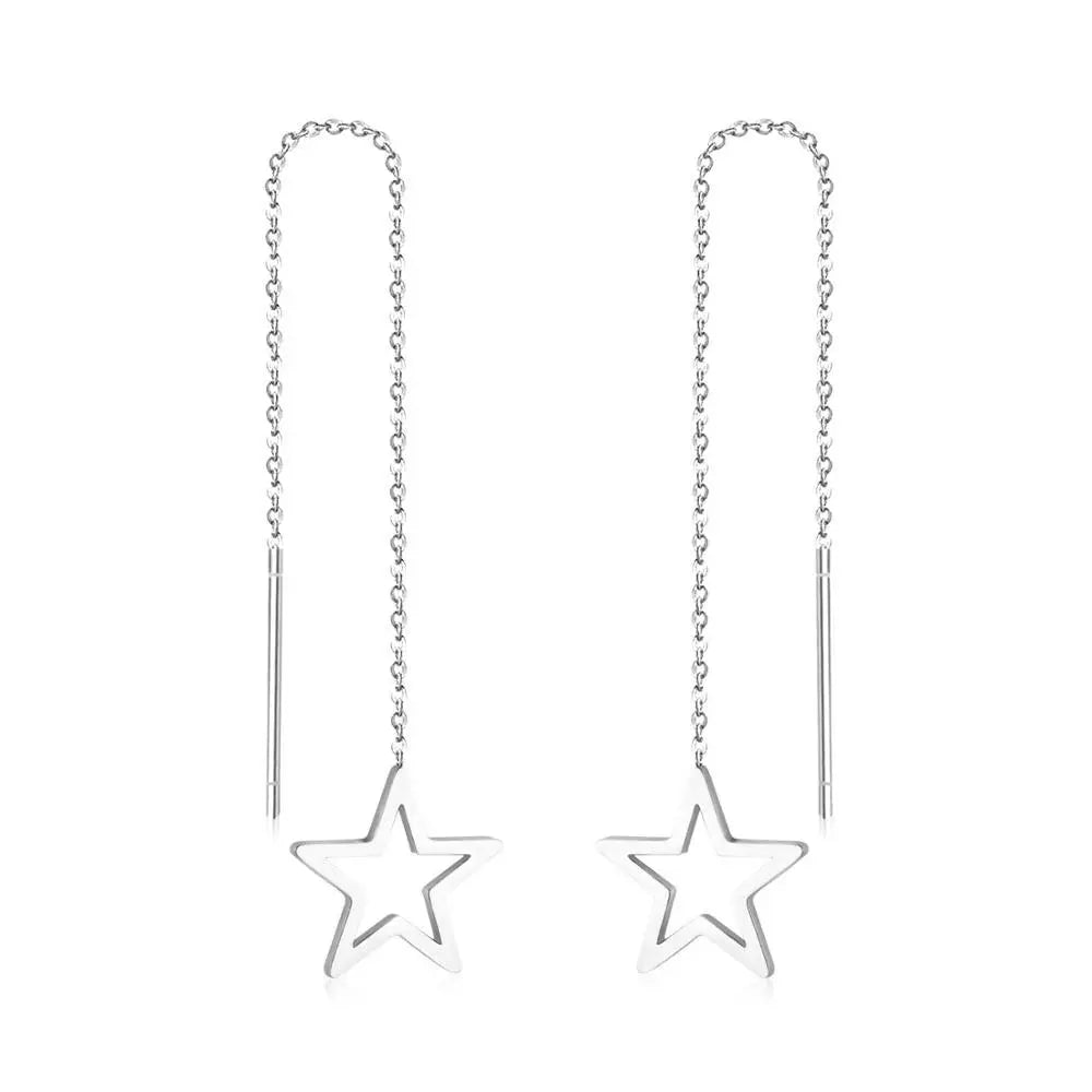 Brincos Star Drop Earring Stainless Steel Long Dangle Christmas Earrings Fashion Jewelry Earrings 2020 For Women asonjewelry