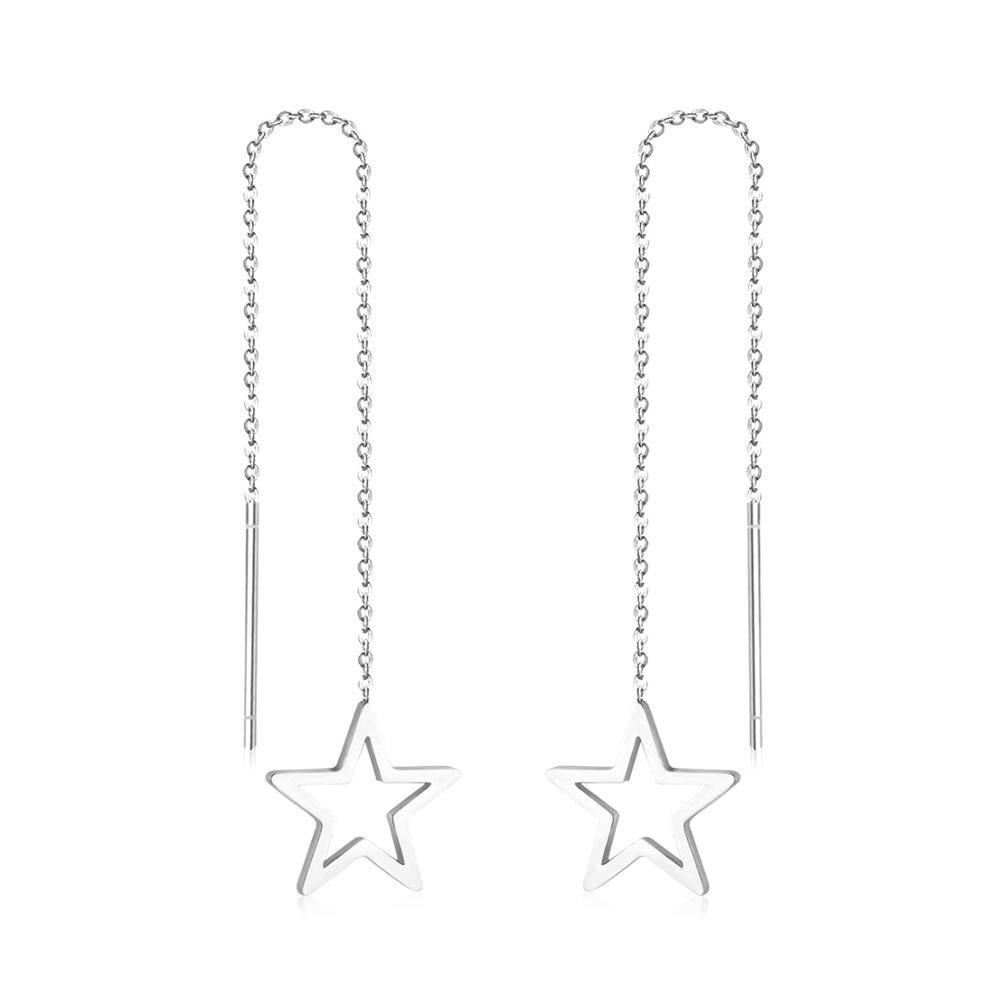 Brincos pendiente de gota de estrella, pendientes largos de acero inoxidable, pendientes de Navidad, joyería de moda, pendientes 2020 para mujer