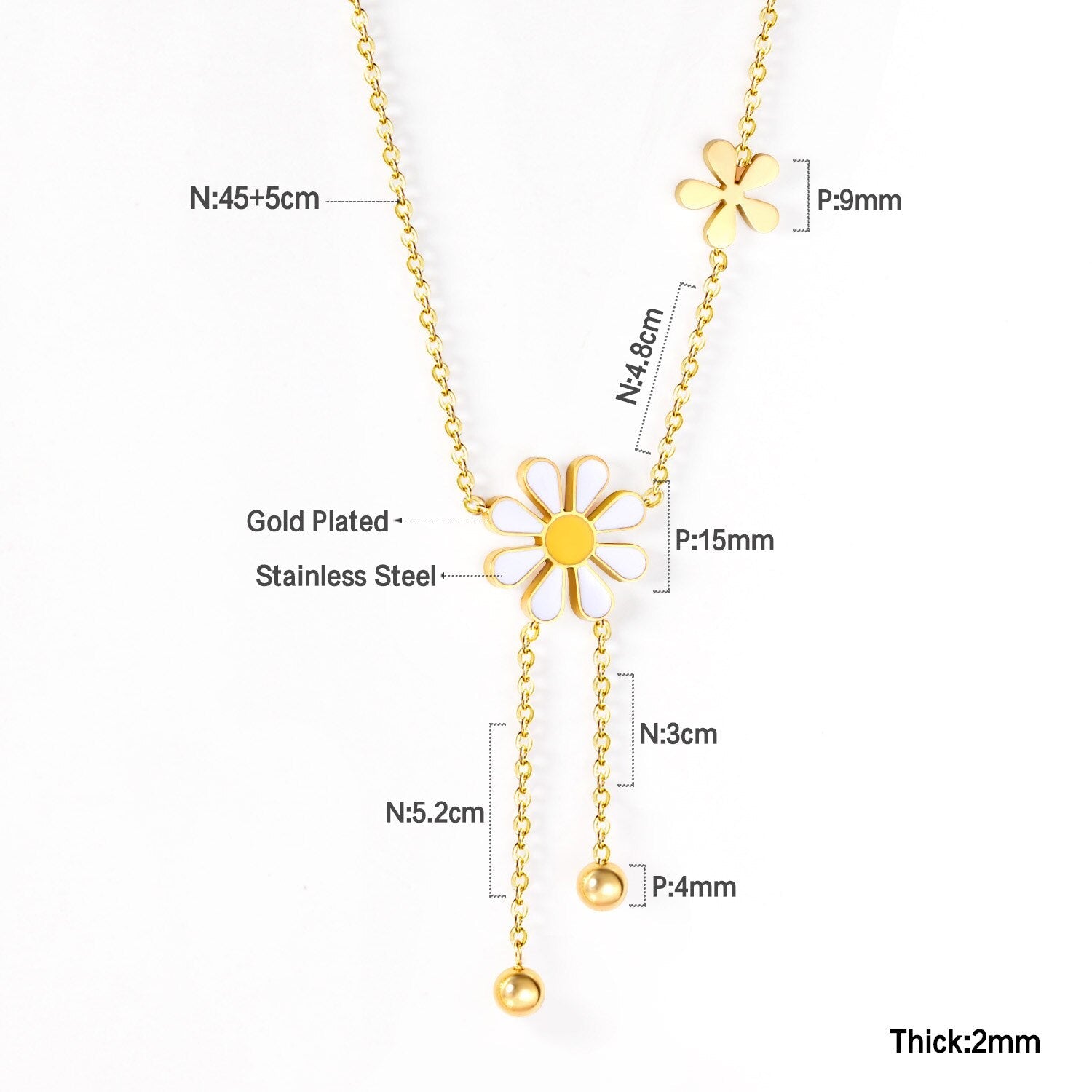 ASON Cute Flower Round Pendant Necklace Gold Color Stainless Steel Charm Choker Necklaces for Women Jewelry Accessories asonjewelry