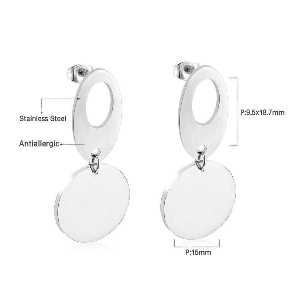 ASON Classic Gold Color Round Pendant Drop Earring Stainless Steel Dangle Earring for Women Gift Accessories Jewelry asonjewelry