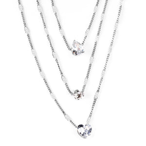 Triple Chains Necklace Heart Shape Pendant Necklace Three Layer Collier For Women Luxury Shiny Rhinestones 2022 New