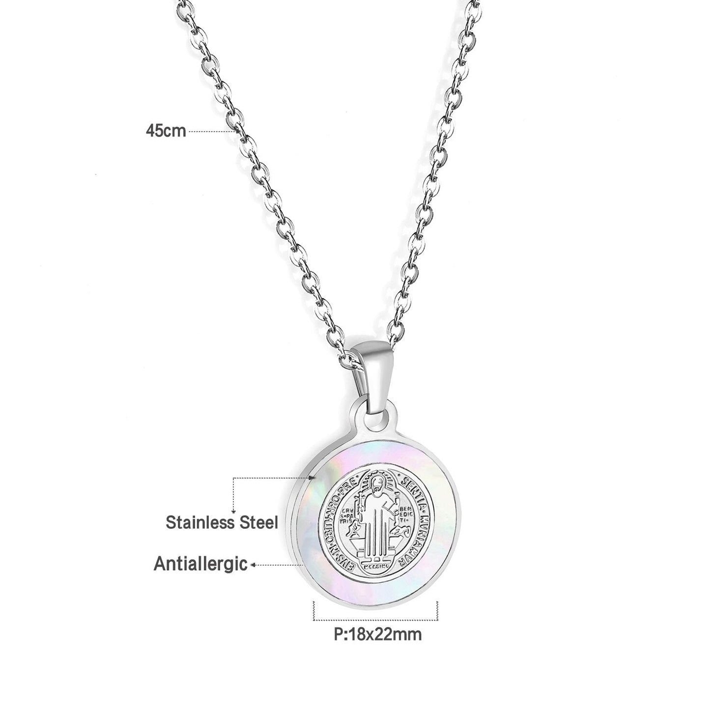 ASON Round Shell Jesus Fashion Pendant Necklaces Gold Color Stainless Steel Choker Jewelry for Women Anniversary Gift asonjewelry