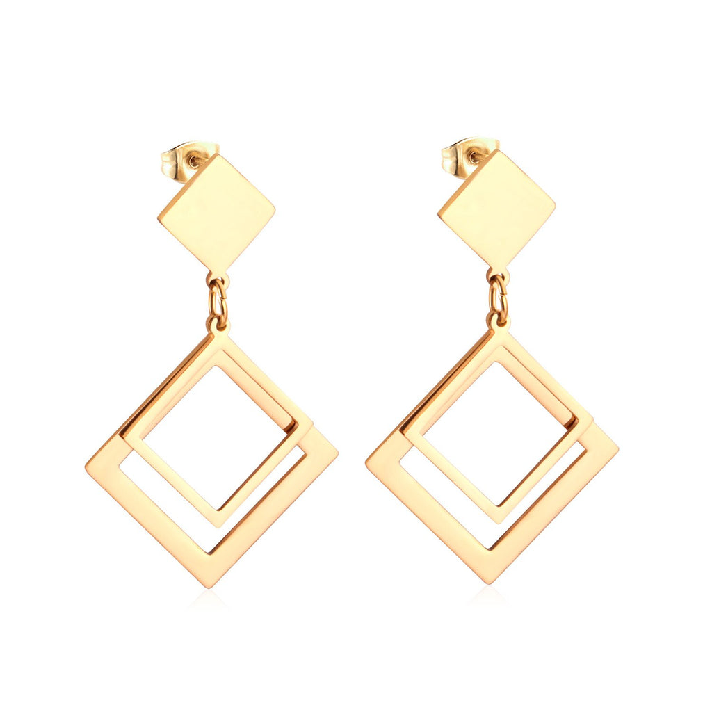 Brinco joyería Cuadrado coreano pendiente de gota triangular 2020 conjunto de pendientes colgantes de acero inoxidable para mujer