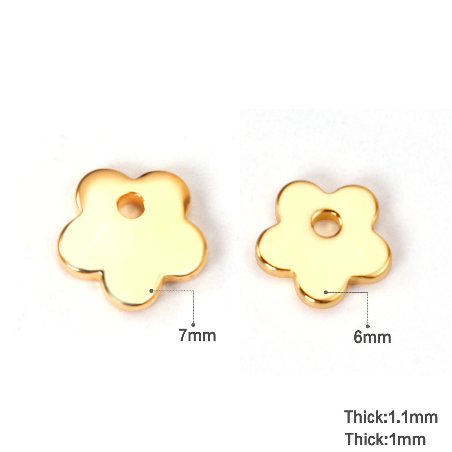 ASON100Pcs/Lot Gold Silver Color Flower Stainless Steel Pendant Charm For Necklace Bracelet Trendy DIY Jewelry Making Supplies asonjewelry