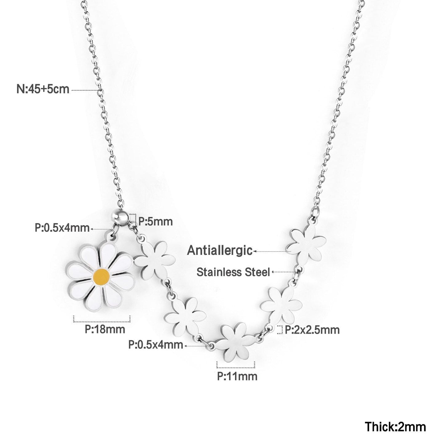 ASON Cute Flower Round Pendant Necklace Gold Color Stainless Steel Charm Choker Necklaces for Women Jewelry Accessories asonjewelry