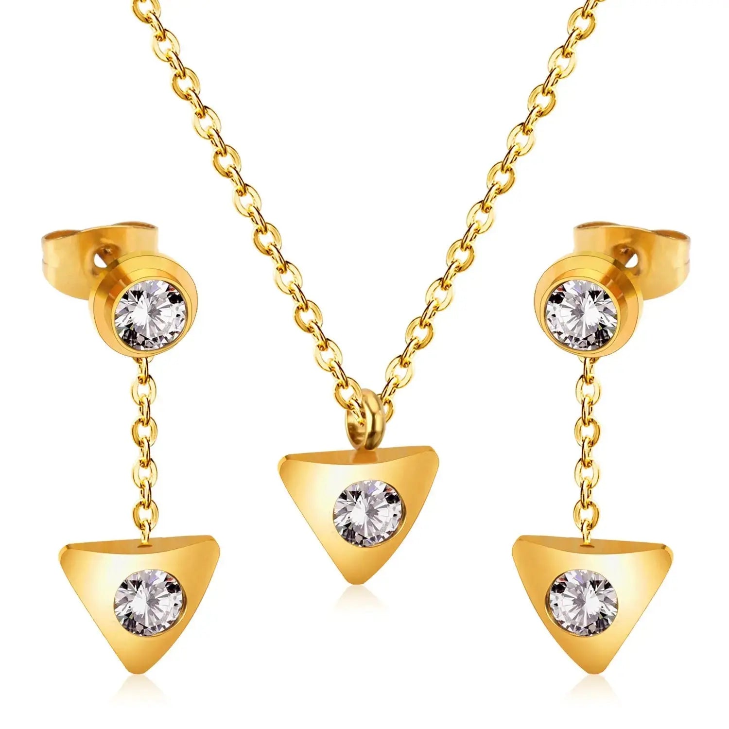 New Heart Shape Crystal Fashion Necklaces Droop Earrings Sets For Woman Dubai Wedding Jewelry Set pendientes bijoux asonjewelry