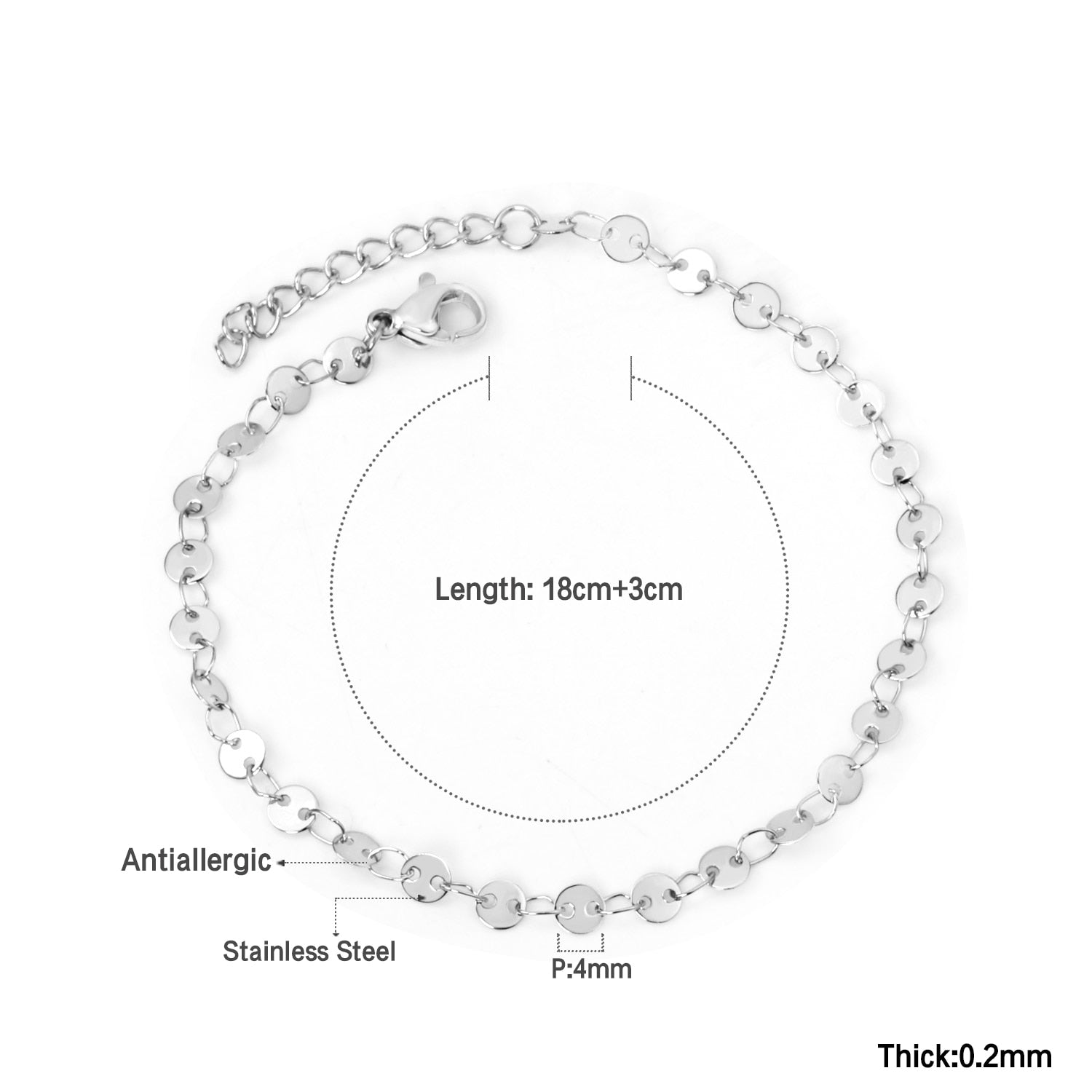 ASON Round Disc Charm Chain Bracelet Women Adjustable Bangle Gold Color Stainless Steel Fashion Jewelry Party Gift Office asonjewelry