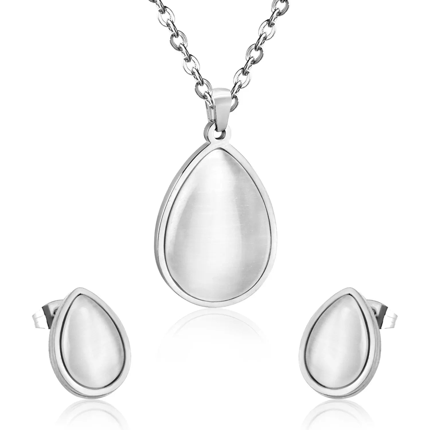 Brand New Opals Gold/Silver Color Necklaces Earrings Sets For Women Girl Engagement Jewellry Set bijoux femme asonjewelry