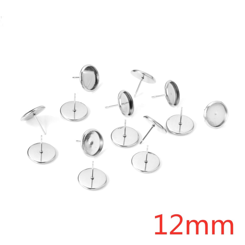 ASON 100pcs/lot Stainless Steel Blank Earring Base Cabochon Earrings Setting Accessories for DIY Jewelry Making Supplies asonjewelry