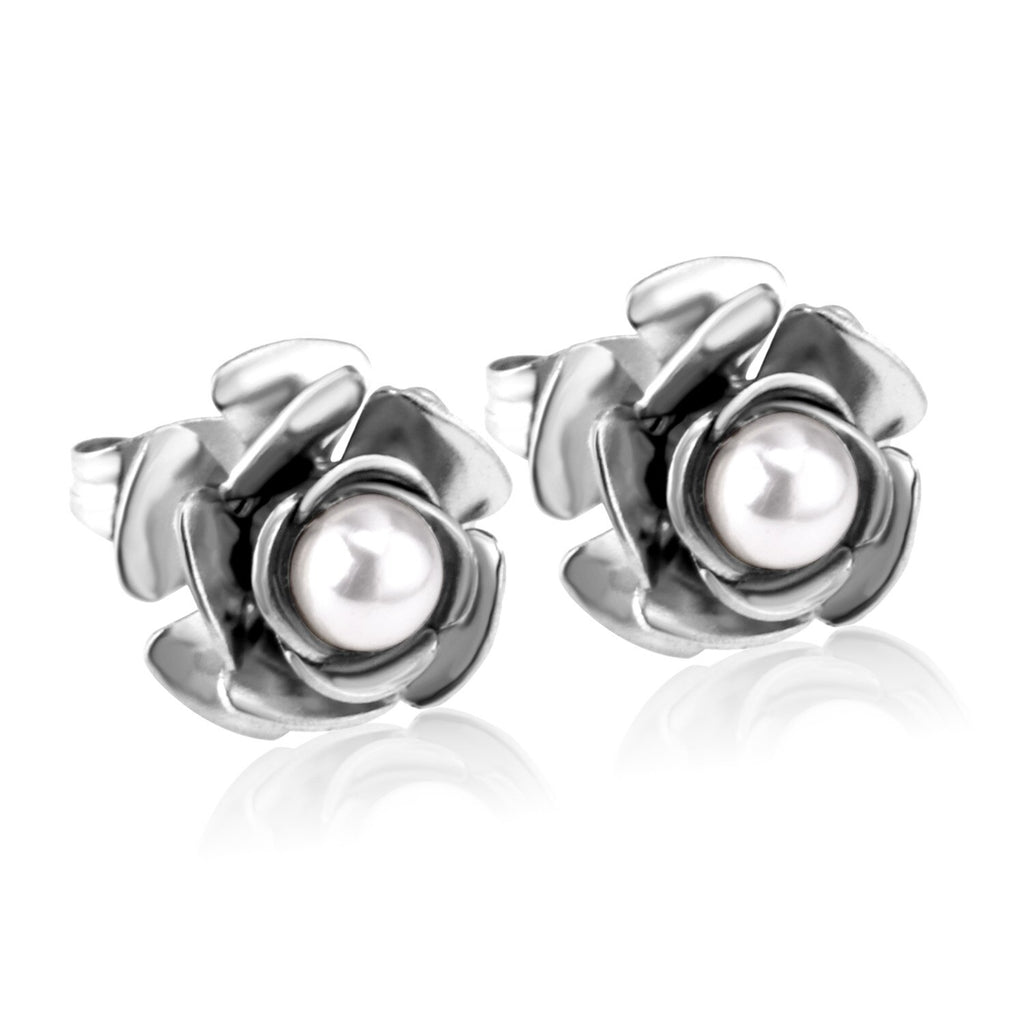 Boucles d'oreilles en forme de Rose pour femmes, bijoux de fête de noël, Imitation de perles, mignons, romantiques, Piercing