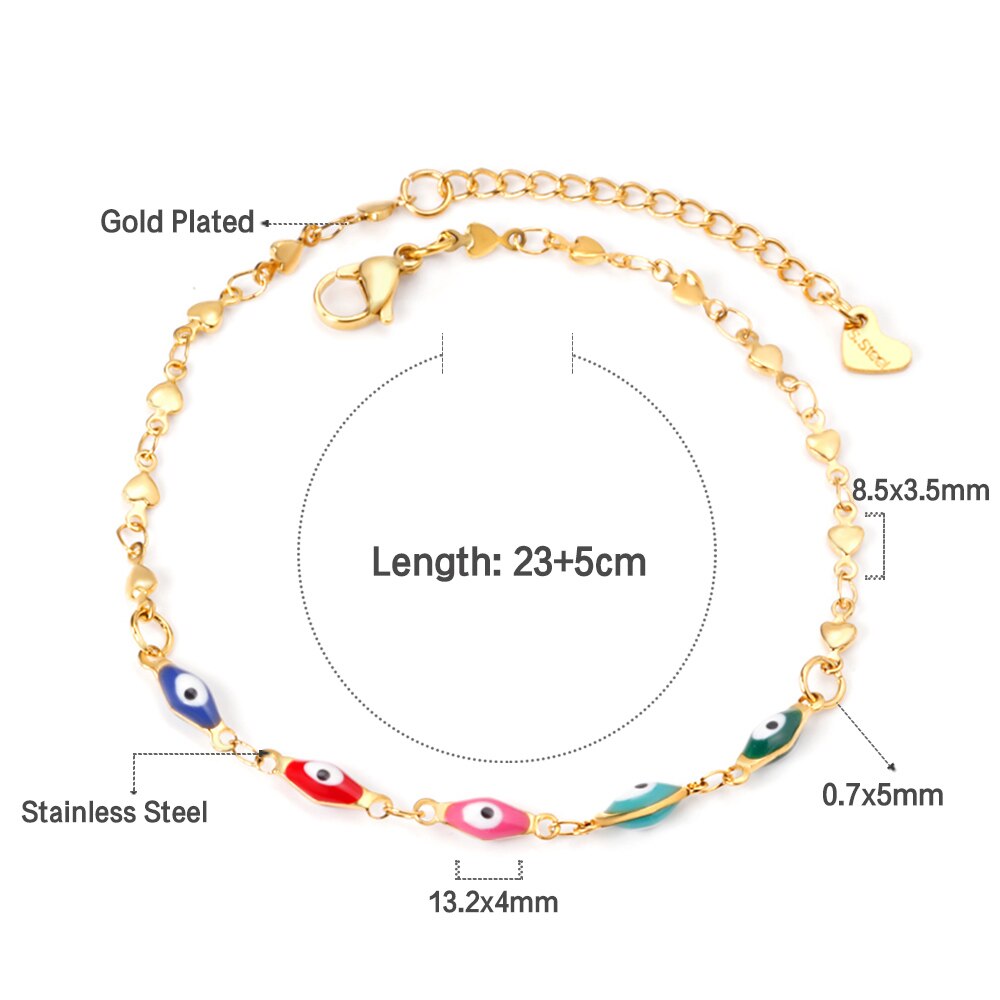 ASON Trendy Evil Eyes Charm Anklet 316L Stainless Steel Gold Color Foot Chain for Women Beach Jewelry Fashion Jewelry Gift asonjewelry