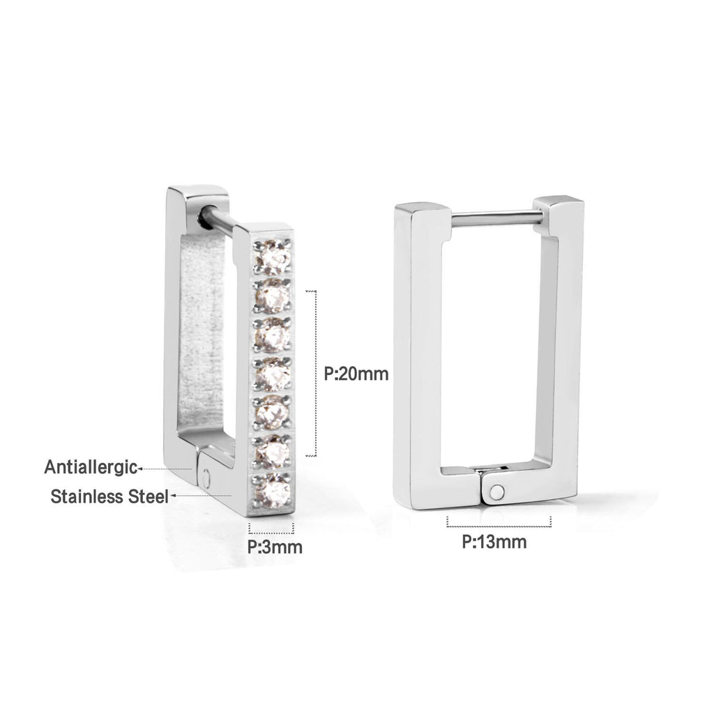 ASON Gold Color Square Rectangle Piercing Hoops Earrings Stainless Steel Geometric Earrings for Women Fashion Jewelry Gift