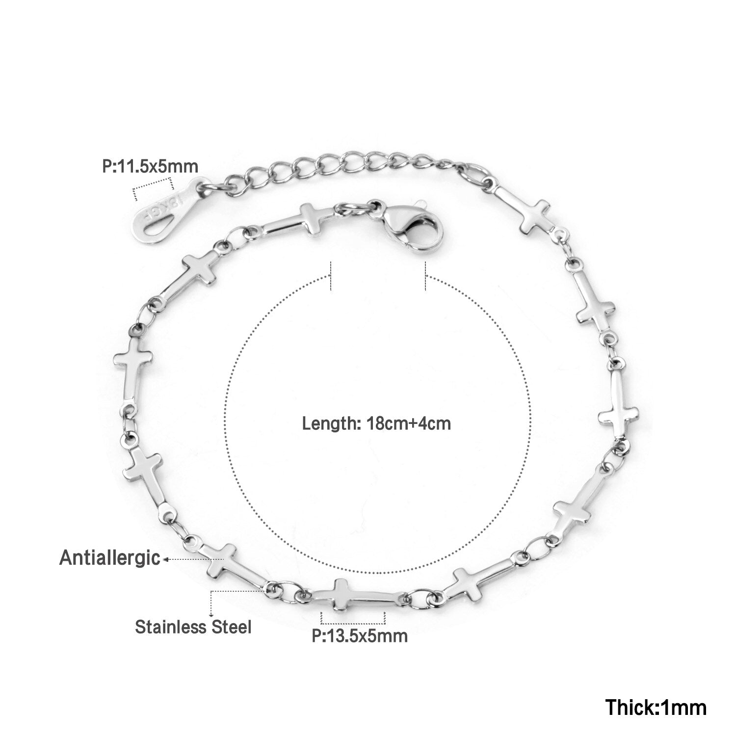 ASON Gold Color Cross Charm Bracelet Stainless Steel Punk Bangle Bracelets For Women Men Fashion Jewelry Gift Accessories asonjewelry