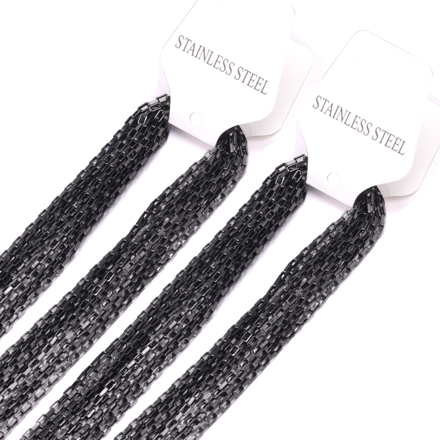 ASON 10pcs/Lots Long Necklace Women Collar 2MM Gold Black Rose Silver Color Stainless Steel Box Chains Necklaces Wholesale asonjewelry