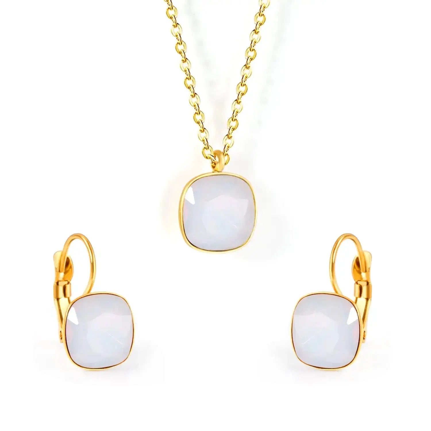 Bridal Jewelry Sets Trendy Style Geomtry Multi-colorful CZ Pendant Necklace Earrings Sets Brinco Party Wholesale asonjewelry