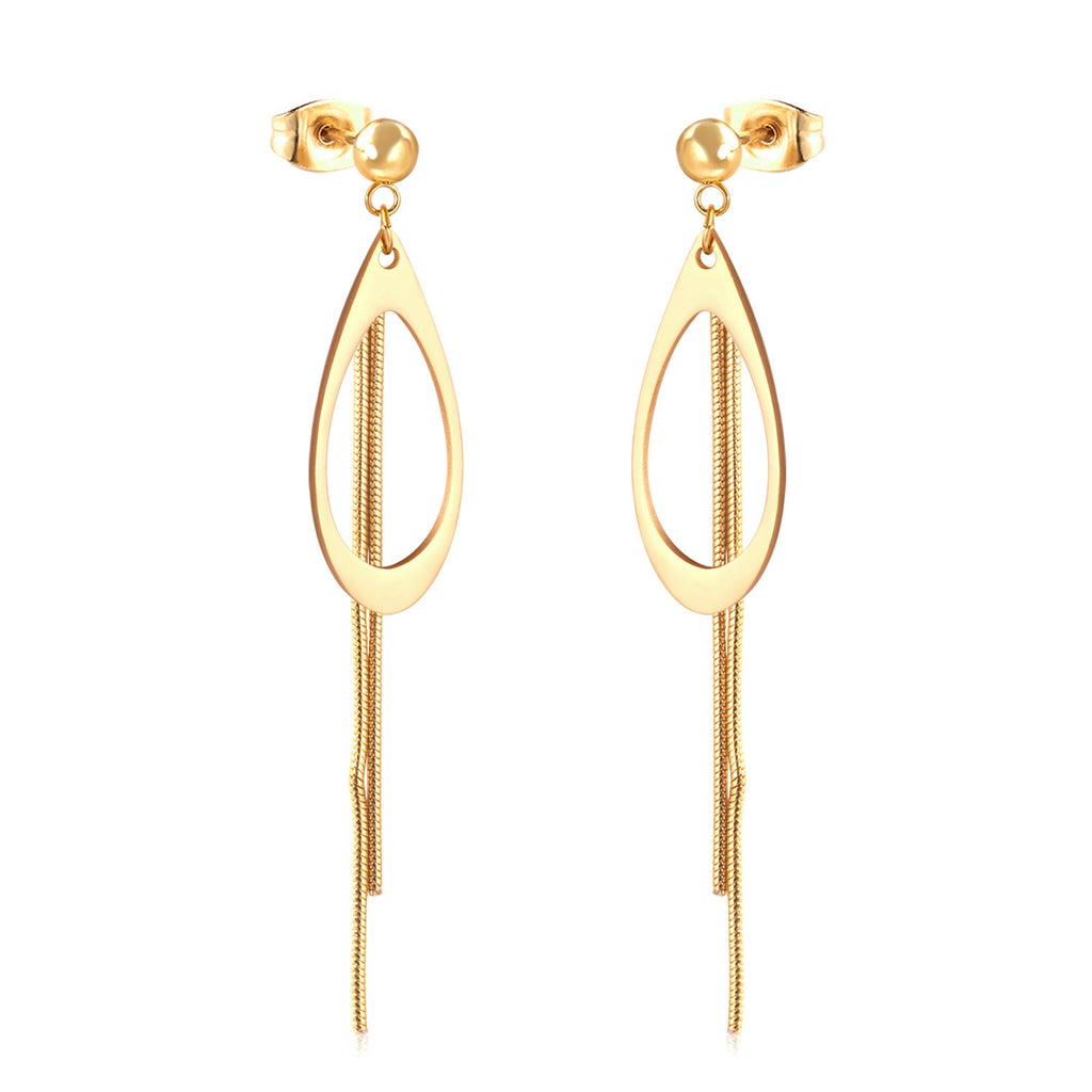 Vestido de joyería de estilo coreano para boda, Pendientes colgantes con borlas, Pendientes colgantes de acero inoxidable para mujer, Pendientes de Navidad