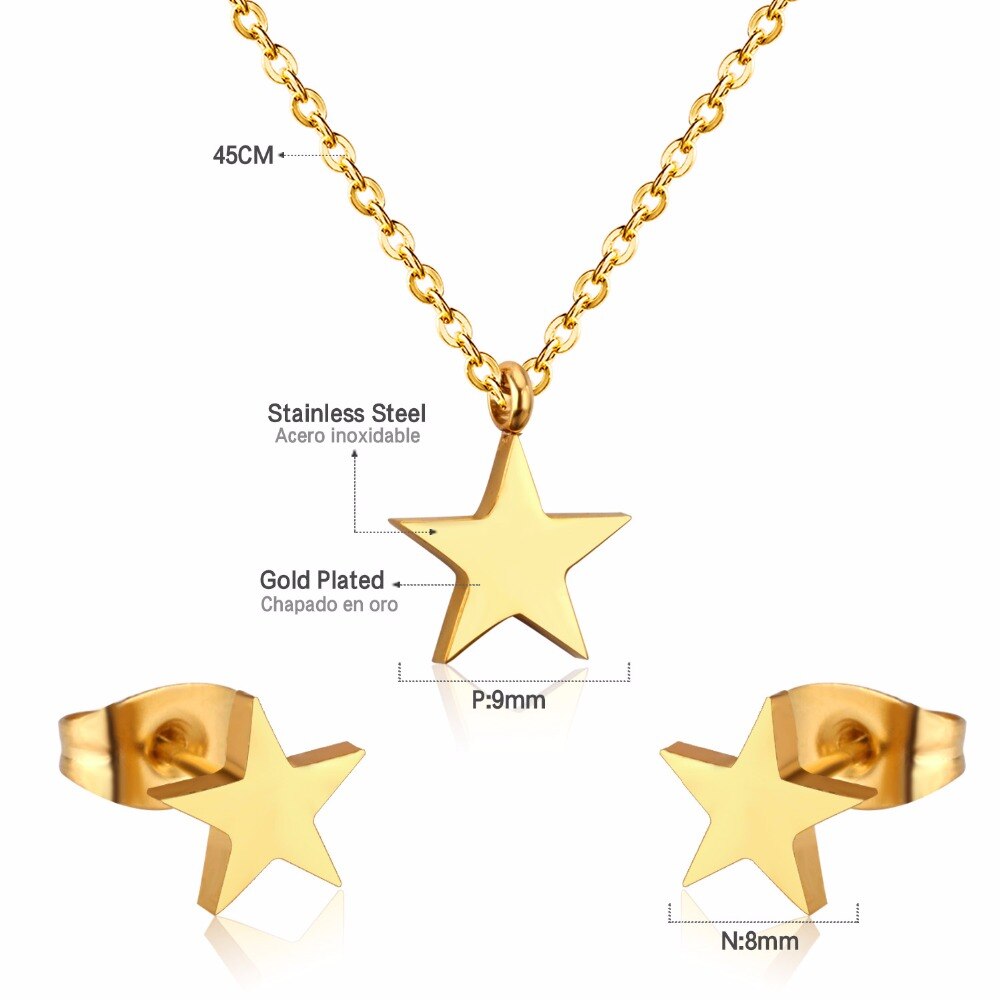 Gran oferta de conjuntos de joyas de acero inoxidable, collar con form