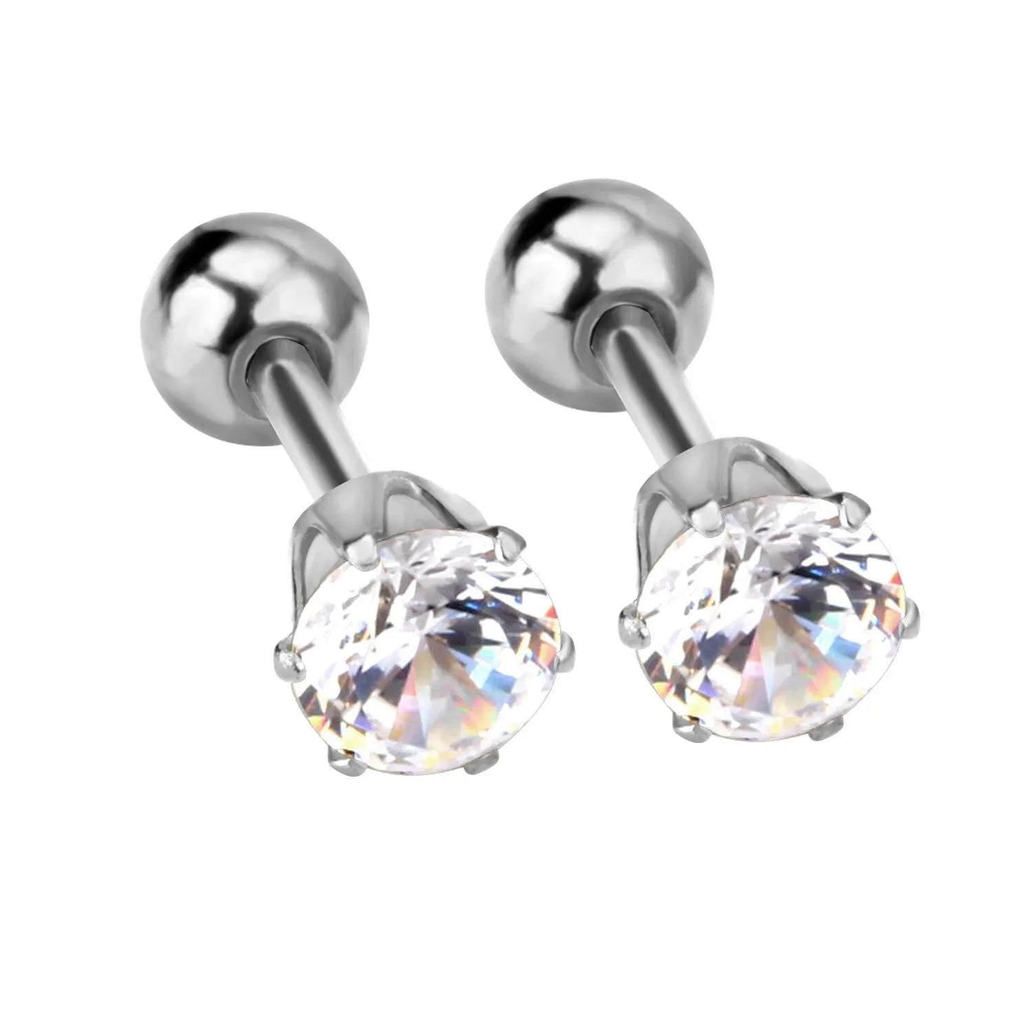 3-5mm Ball screw stud earrings For Women Fashion Jewelry Kids Crystal piercing Earings Earring pendientes brincos asonjewelry