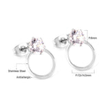 ASON bijoux de mariage rond zircon cubique Anti-allergie boucle d'oreille en acier inoxydable boucles d'oreilles rondes accessoires féminins fête