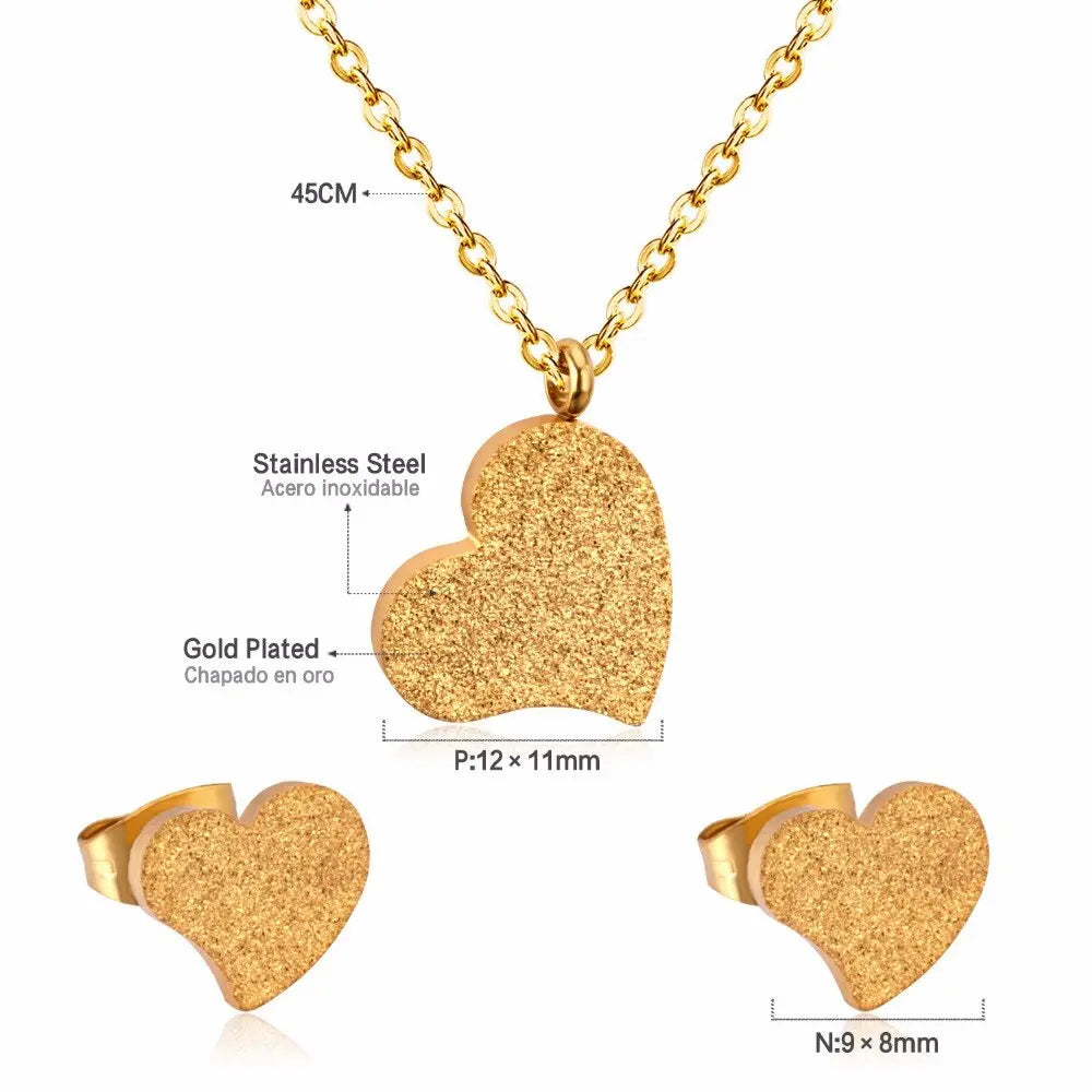 Hot Selling Heart Shaped Pendant CZ Necklace And Earrings Set In Jewelry For Women With Free Chain Jewellry Parts asonjewelry