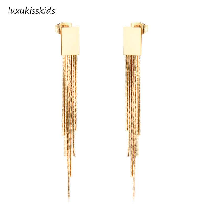Vestido de joyería de estilo coreano para boda, Pendientes colgantes con borlas, Pendientes colgantes de acero inoxidable para mujer, Pendientes de Navidad