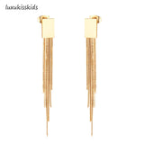 Vestido de joyería de estilo coreano para boda, Pendientes colgantes con borlas, Pendientes colgantes de acero inoxidable para mujer, Pendientes de Navidad