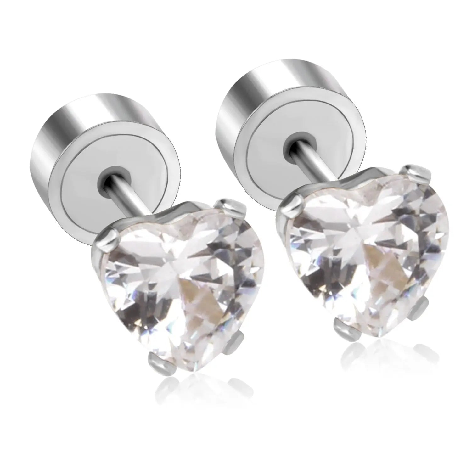 Screw Plug Heart Earrings 2020 New For Women Stainless Steel Crystal Kid Stud Earrings Jewellery pendientes brincos asonjewelry
