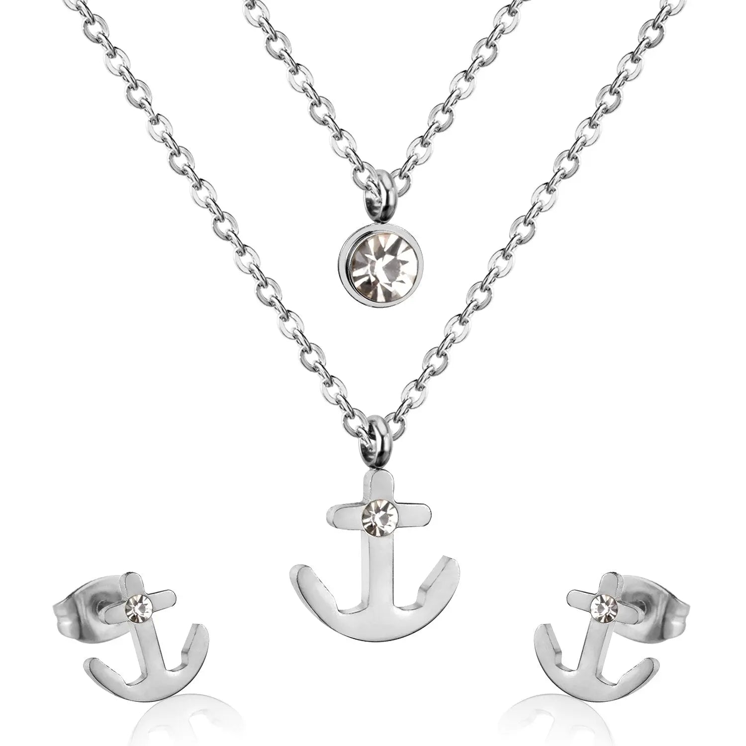 Arrow 316L Stainless Steel Double Necklace Earring Wedding African Dubai Jewelry Set For Women Girl Jewellery sets asonjewelry