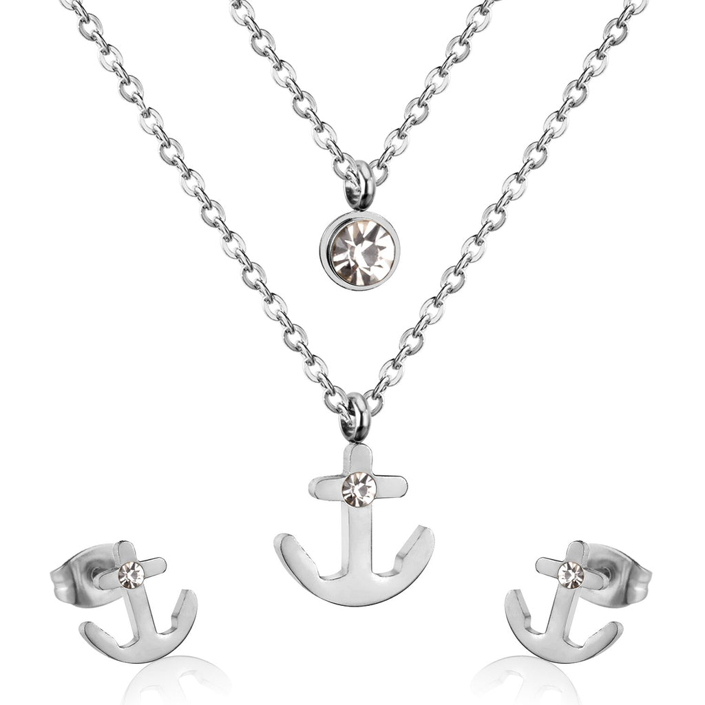 Arrow 316L Stainless Steel Double Necklace Earring Wedding African Dubai Jewelry Set For Women Girl Jewellery sets