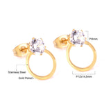 ASON bijoux de mariage rond zircon cubique Anti-allergie boucle d'oreille en acier inoxydable boucles d'oreilles rondes accessoires féminins fête