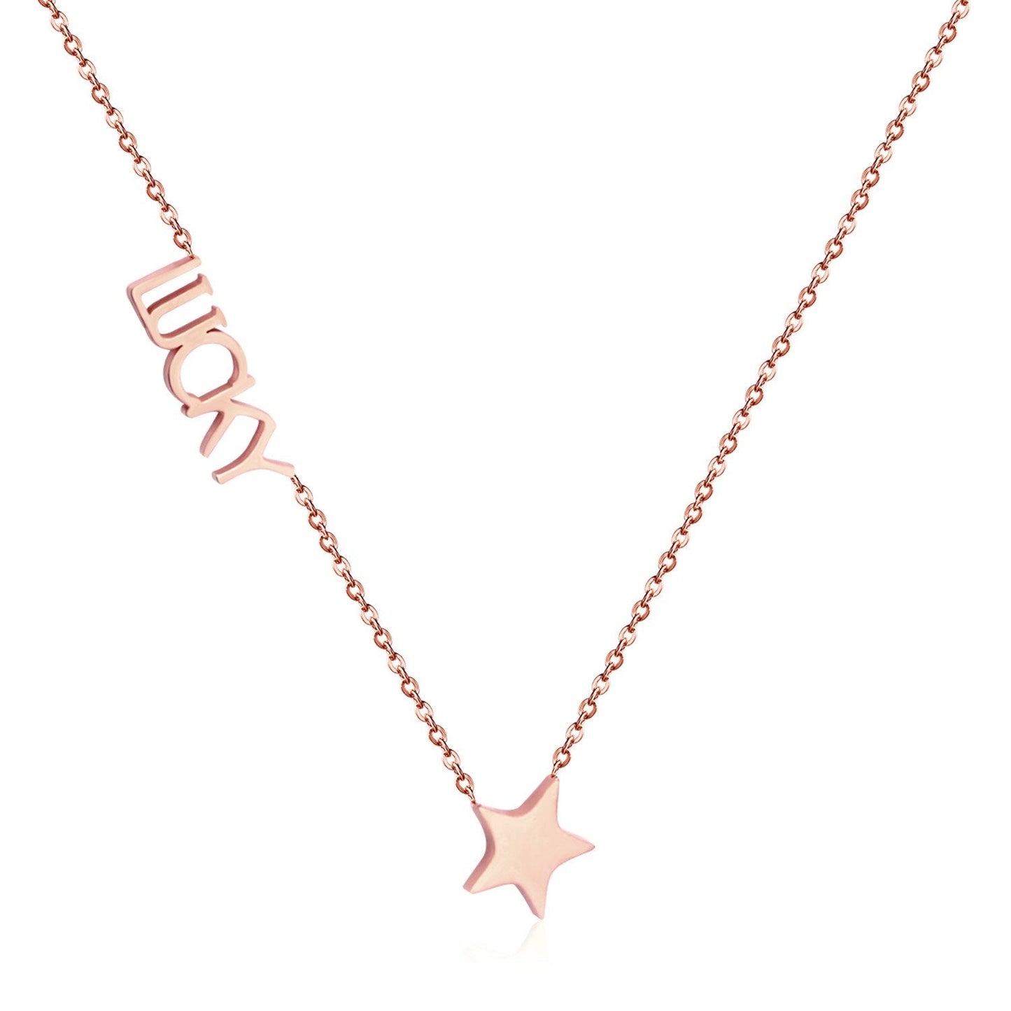 ASON Initial Necklace Women Girl Stainless Steel Letter Lucky Star Pendant Necklace Collier Choker Collars Wedding Necklace asonjewelry