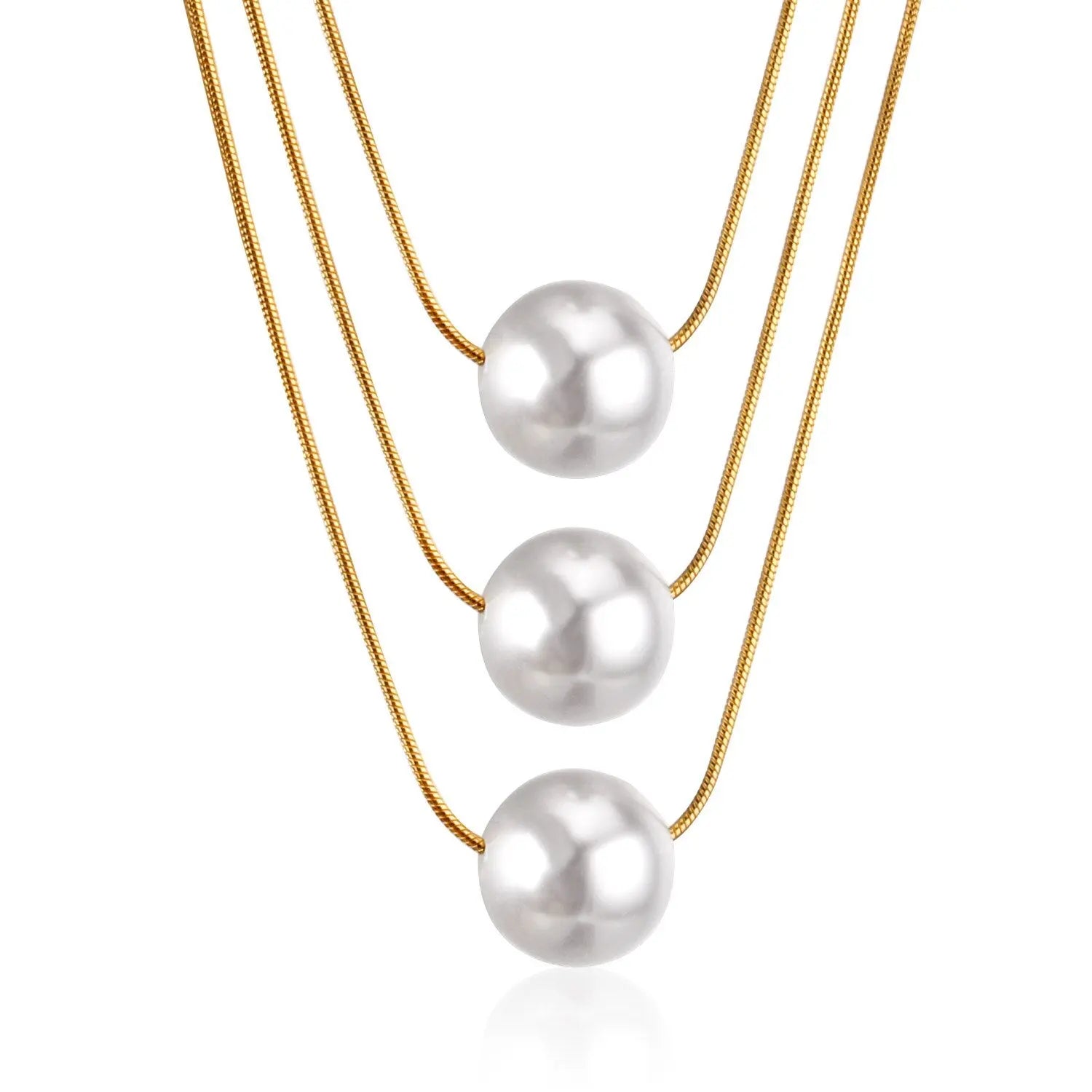 Fake Pearl Pendant Choker Chains Necklace Set Multi-layer Gold Necklaces For Women Jewelry collares colar collier asonjewelry