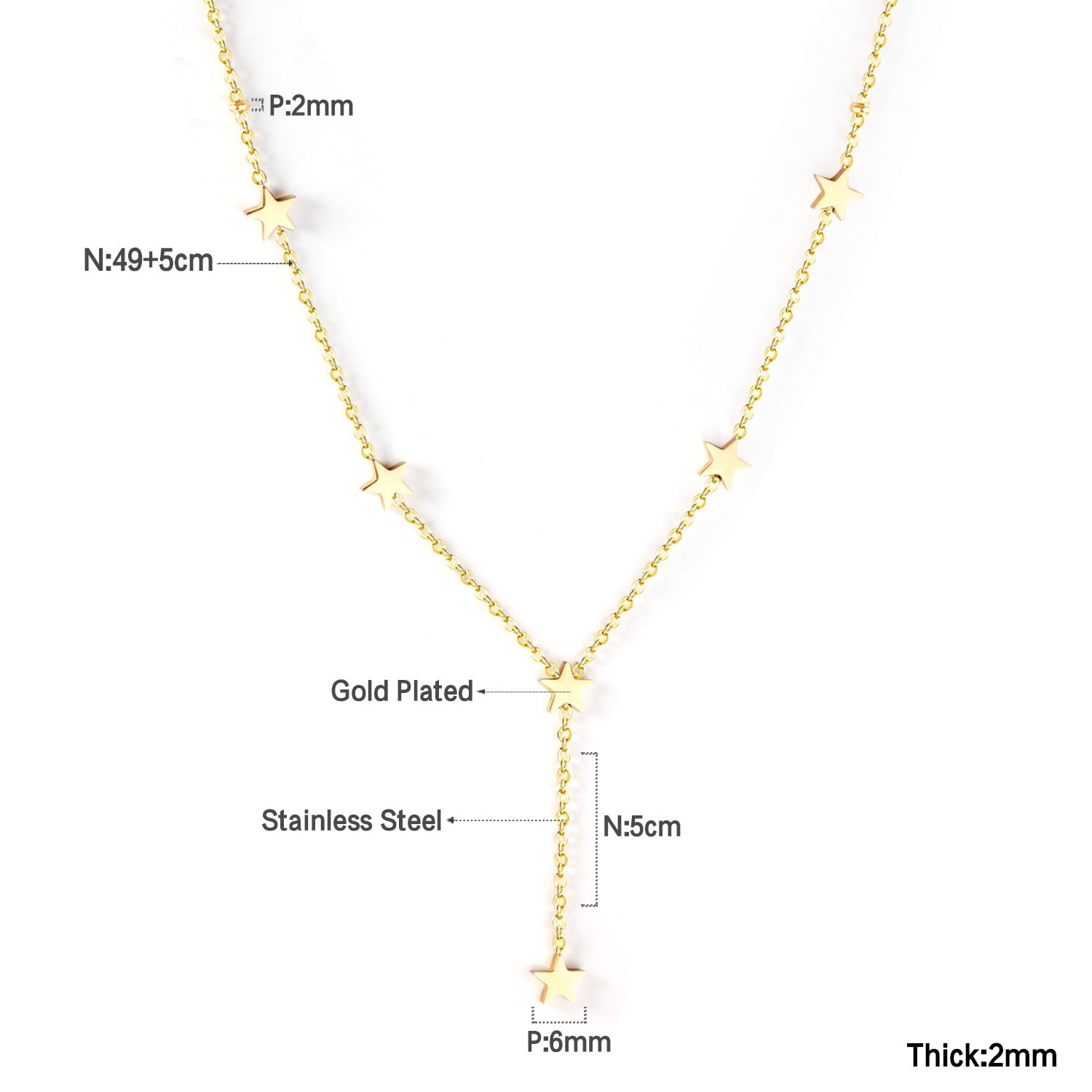 ASON Lovely Star Pendant Necklace Stainless Steel Gold Color Accessories Fashion Choker for Women Party Gift Jewelry asonjewelry