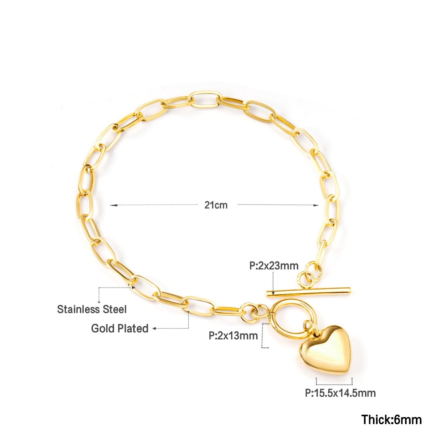 ASON Gold Color Vintage Stainless Steel Bracelet Steel Ball Pendant Toggle Clasp for Women Man Thick Bangle Fashion Jewelry asonjewelry