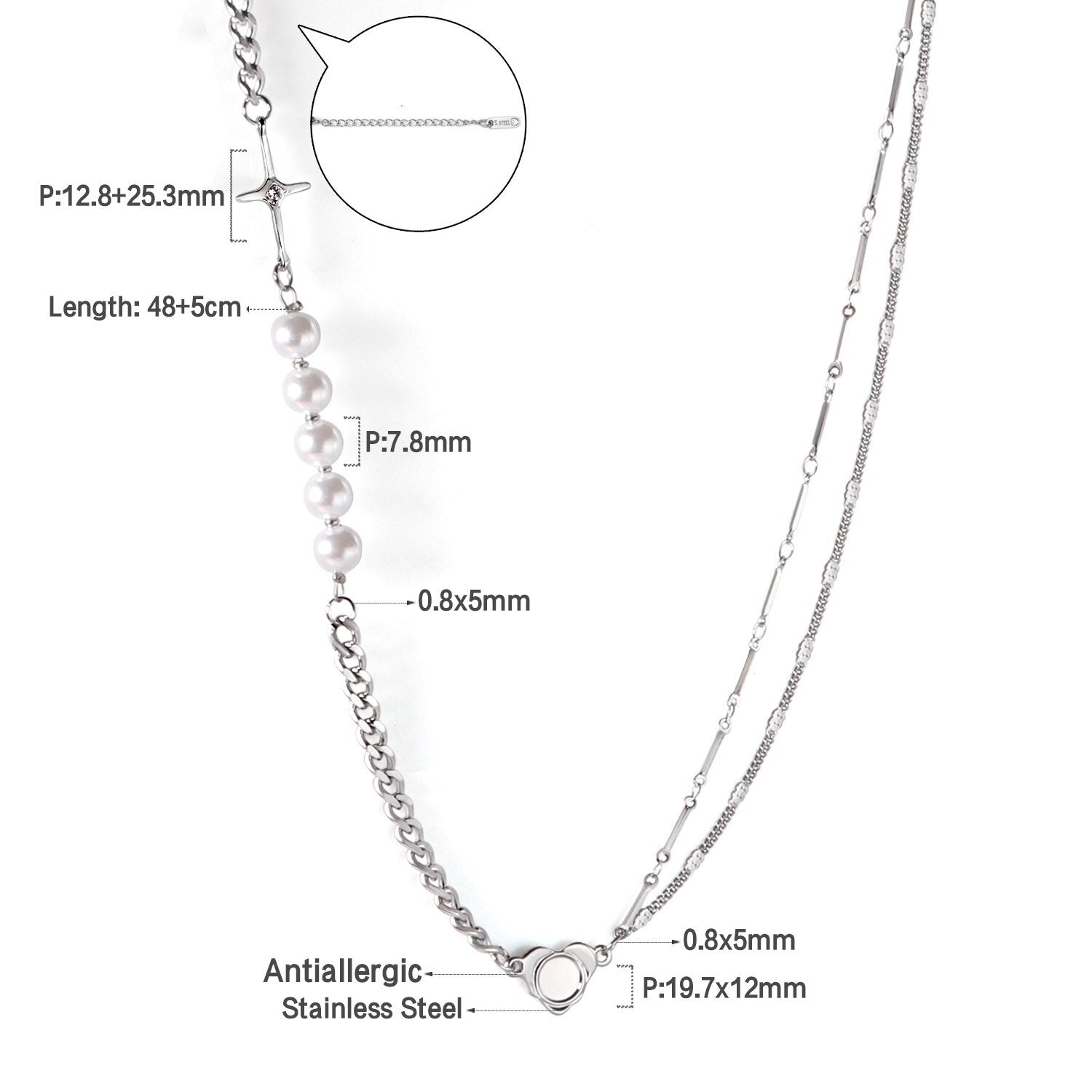 ASON Vintage Baroque Irregular Pearl Pendant Chain Necklace Stainless Steel Geometric Fashion Jewelry for Women Party Gift asonjewelry