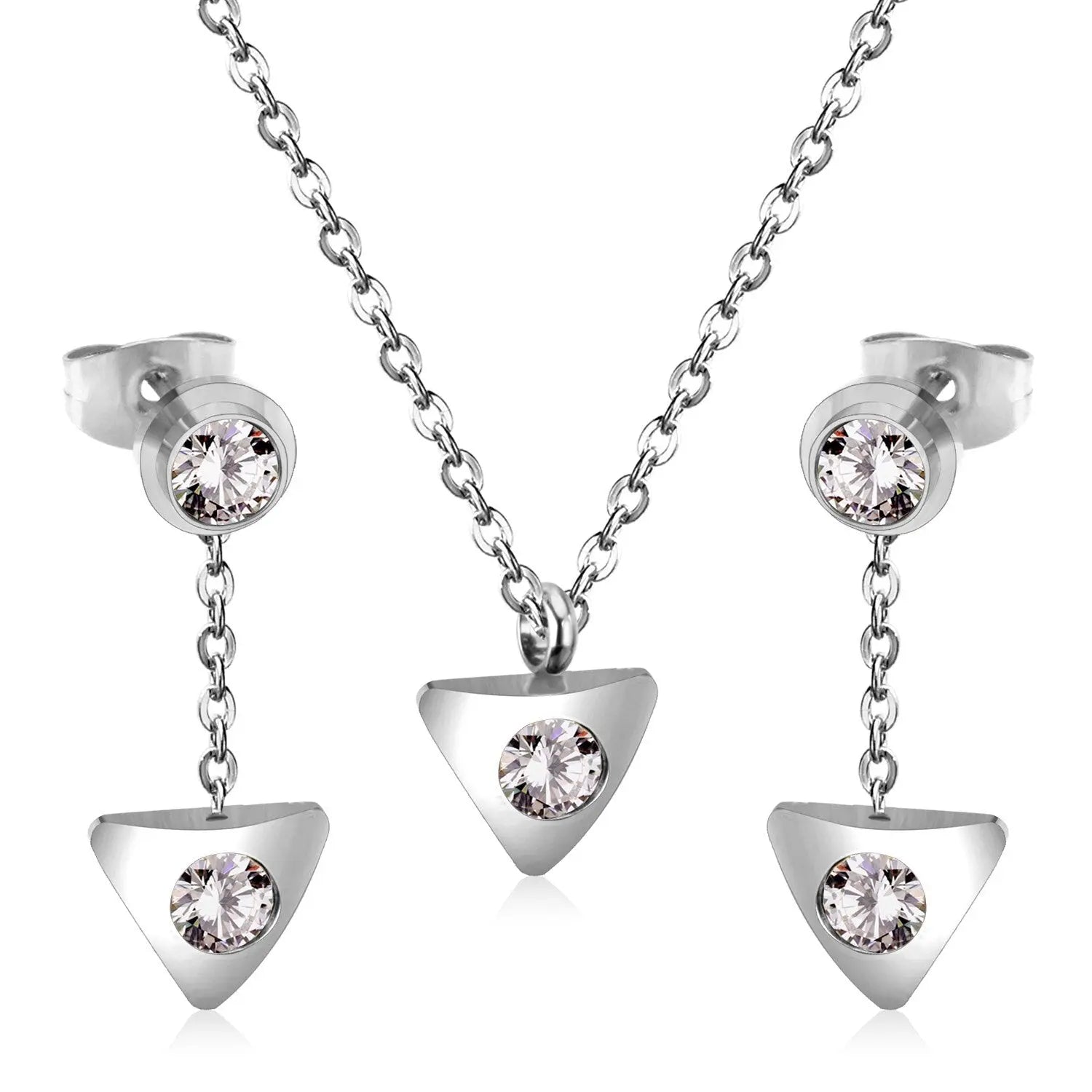 New Heart Shape Crystal Fashion Necklaces Droop Earrings Sets For Woman Dubai Wedding Jewelry Set pendientes bijoux asonjewelry