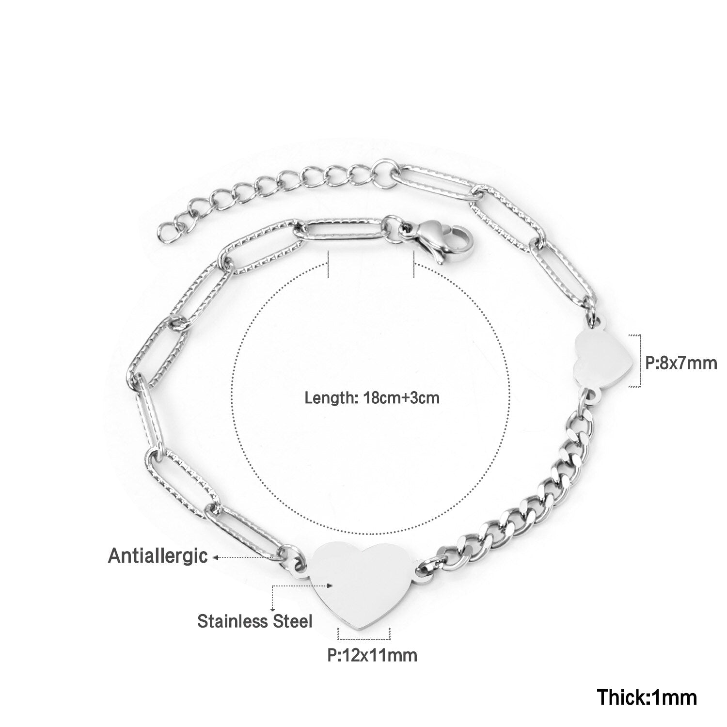 ASON Trendy Heart Shape Charms Bracelet Stainless Steel Bangle Bracelets for Women Gold Color Hand Chain Fashion Jewelry asonjewelry