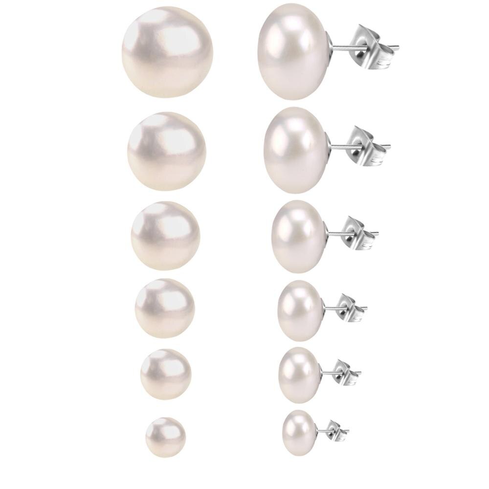 ASON Conjunto de pendientes de tamaño mixto de acero inoxidable 6 par/caja pendientes de perlas de agua dulce rosa y blanco uso diario Bioux femenino